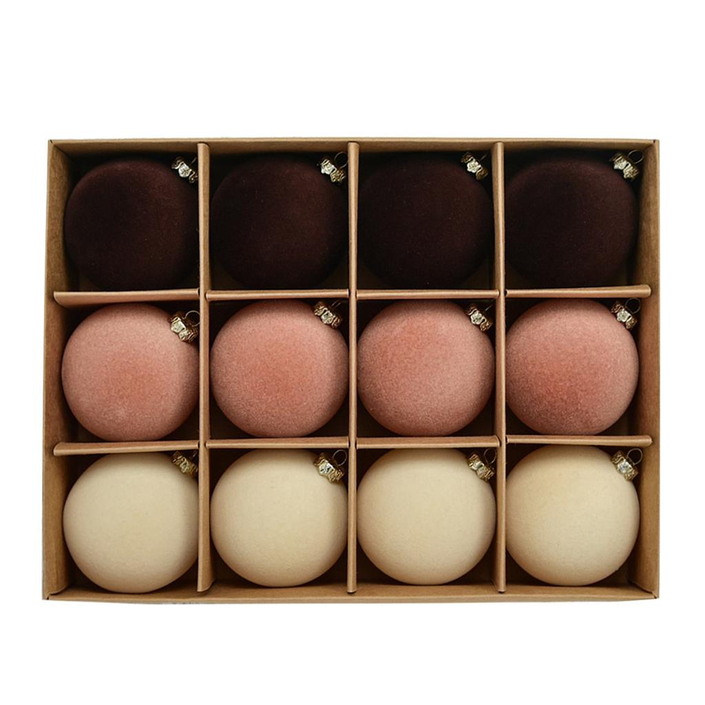 12 шт. Рождественский шар 6 см, несколько цветов, флокированные узоры, украшение для праздничного венка, гирлянды и елки