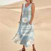 Women's Summer Casual Fashion Easter Printed Sleeveless Round Neck Pocket Dress