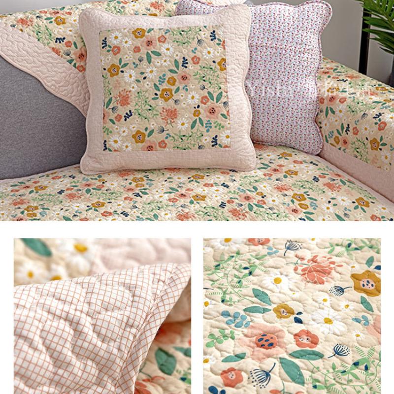 Новая пасторальная подушка в корейском стиле, моющаяся хлопковая лоскутная подушка для дивана, универсальный моющийся стеганый чехол для дивана на четыре сезона