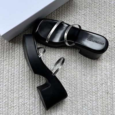 Модные женские туфли на платформе, туфли-шлепанцы на высоком каблуке, дизайнерские босоножки на каблуке, элегантная женская обувь 2025 лето, массивные туфли-лодочки, неглубокие сандалии для женщин