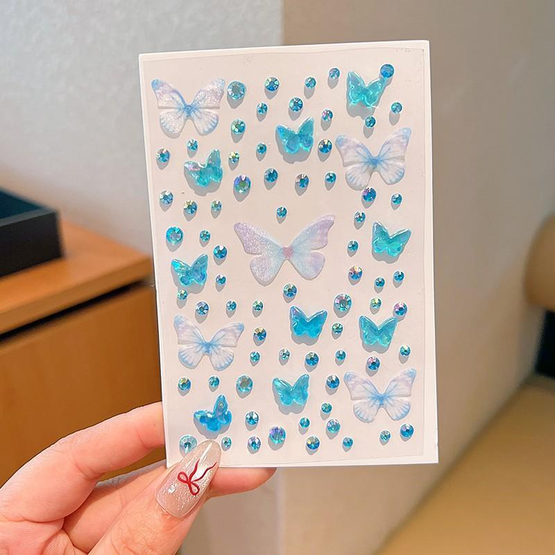 3D Butterfly Crystal Stickers DIY Kpop Photocard Makeup Decoration Diamond Sticker for Phone Case Girl Gift