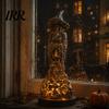 Glowing Bone Sculpture Skeleton Witch Resin Figurine, Halloween Gothic Skull Statue, Spooky Realistic Texture Fantasy Ornament for Desk,