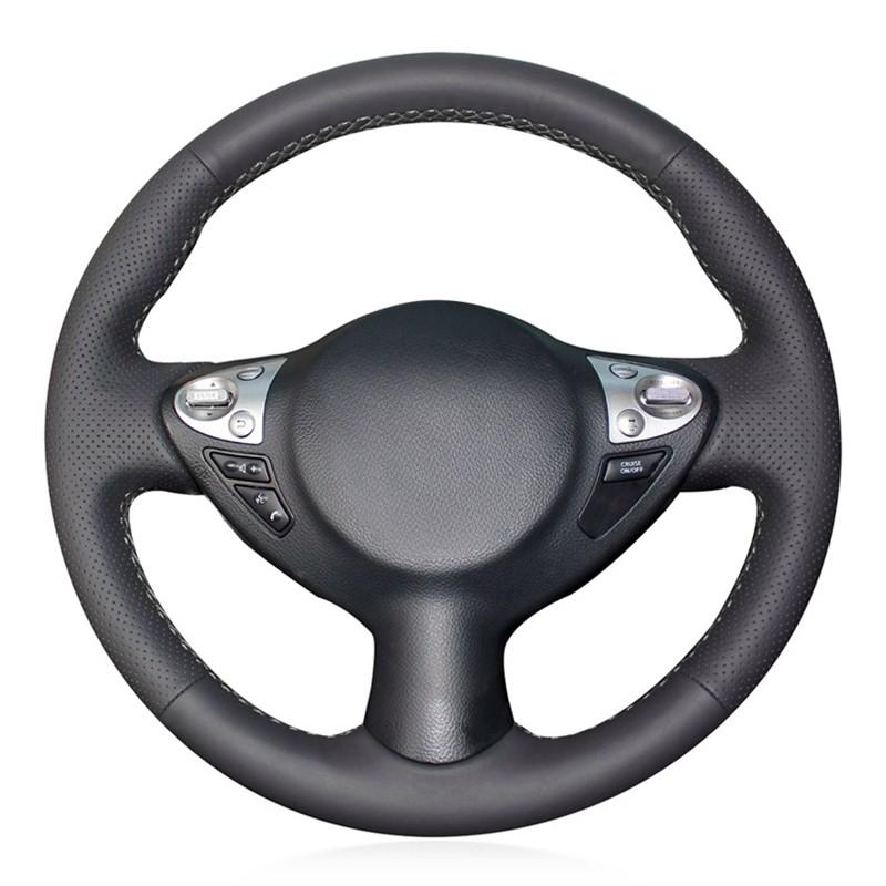Soft Black Genuine Leather Suede Car Steering Wheel Cover For Infiniti FX FX35 FX37 FX50 QX70 Nissan Juke Maxima 370Z Sentra SV