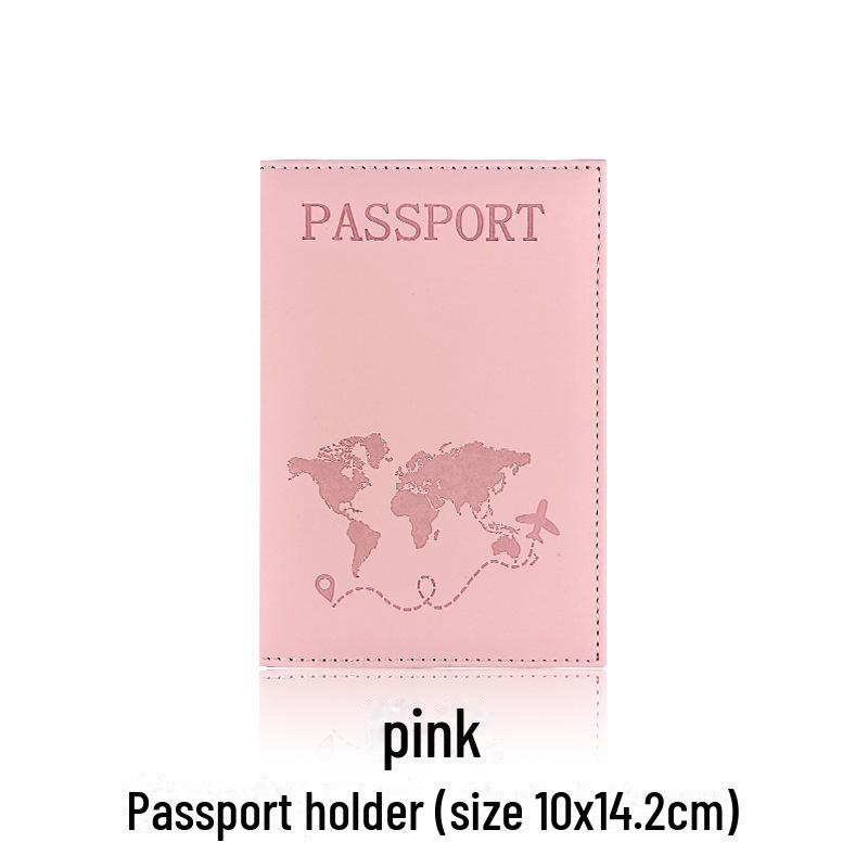 PU Leather Passport Holder with Map Design and Single Edge Sewing