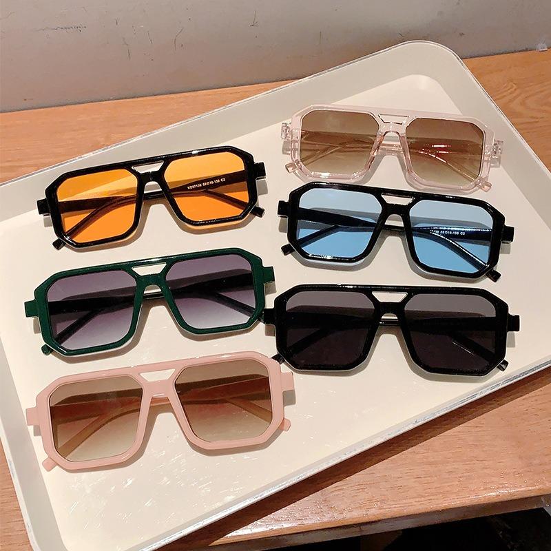 Ins Vintage Square Sunglasses for Men Women Fashion Retro Double Bridge Sun Glasses Eyewear Trendy Design UV400 Shades