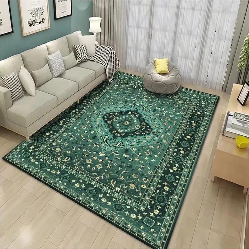Luxury Persian Retro Carpets for Living Room Green Decoration Large Area Rugs for Bedroom Big Size Soft Customizable Floor Mats