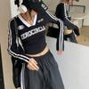 Vintage Y2k Long Sleeve T-shirts Women Stripe Kpop Crop Top Korean Fashion Streetwear Slim Aesthetic Black Tshirt Autumn