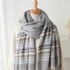 Women Scarf Striped Print Long Scarf Shawl with Tassel Trim Versatile Design Comfortable Shawl Wrap Fashion Accessories