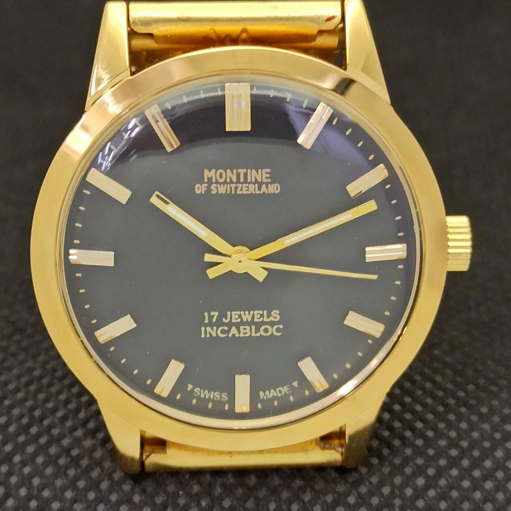 ВИНТАЖНЫЕ МУЖСКИЕ ЧАСЫ MONTINE OF SWITZERLAND 17J INCABLOC С ЗОЛОТЫМ ПОКРЫТИЕМ a285401-1