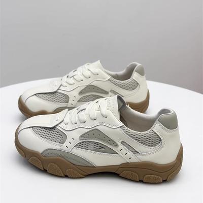 Версия из коровьей кожи~ кроссовки для немецкой армии на толстой подошве женские 2025 новая весна уличные повседневные универсальные шикарные туфли белые туфли тренд