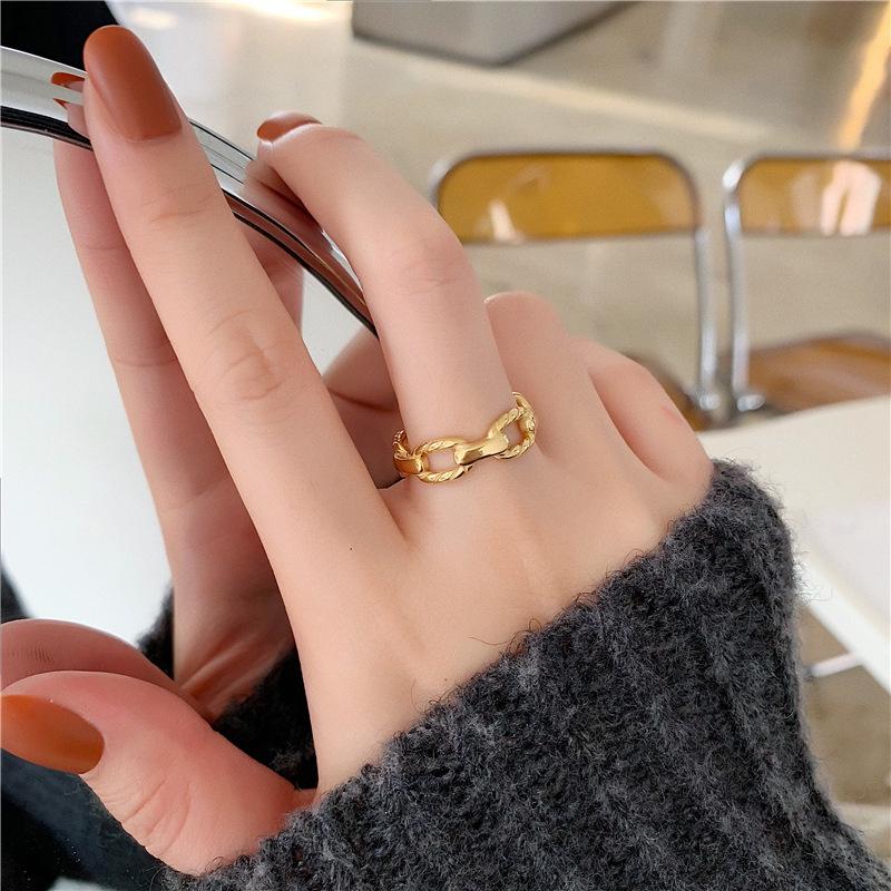 Титановая сталь с покрытием 18 карат, крученое кольцо-цепочка - Модный европейский стиль для женщин