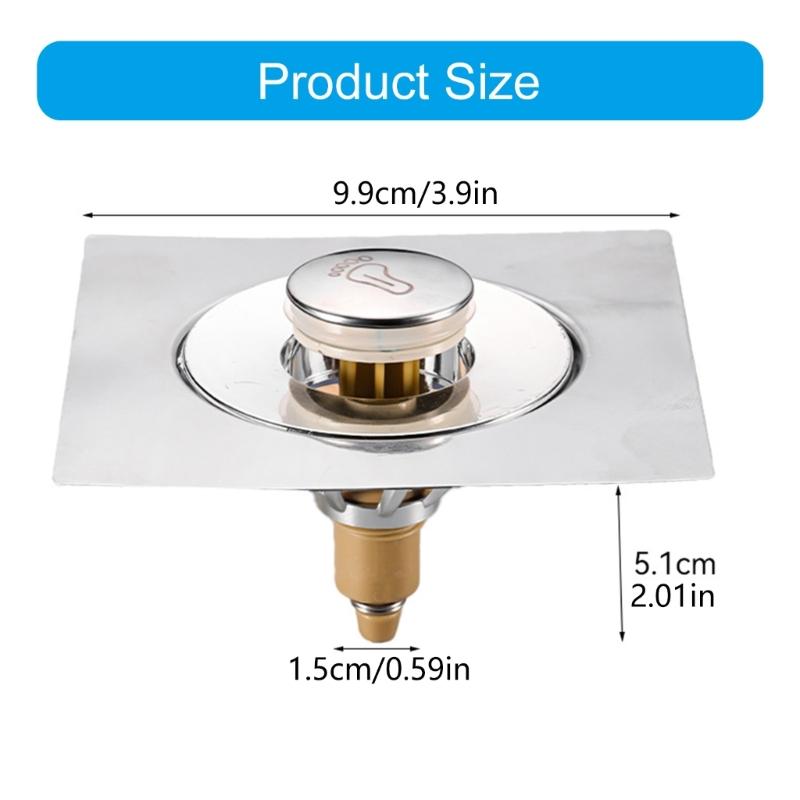 Foot Floor Drain Strainer Bounce Type Square Shower Drain Hair Catcher Strainer for Bathroom Shower Easy to Use