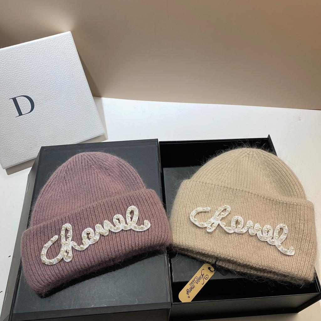 Жемчужная Шляпа Кроличий Мех Теплая Вязаная Шапка Женская Модная Зимняя Холодная Шапка Увеличить И Удлинить Двухслойные Края Шапка