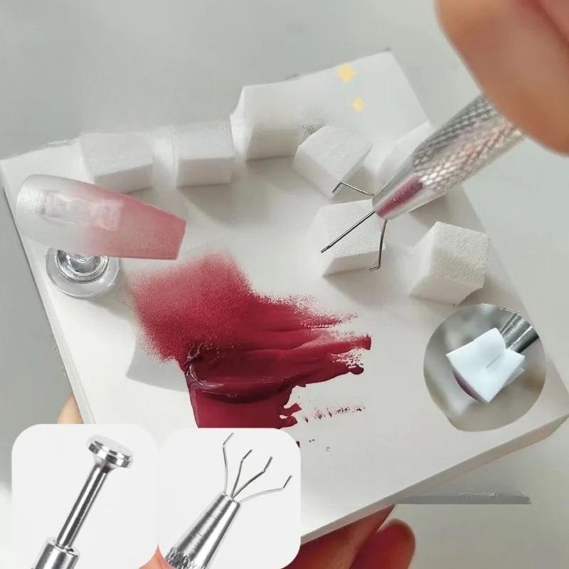 Набор из 100 шт. квадратных спонжей для нейл-арта, кисти для градиентного маникюра, спонж для дизайна гель-лаком, ручка для захвата спонжа, принадлежности для дизайна ногтей и маникюра