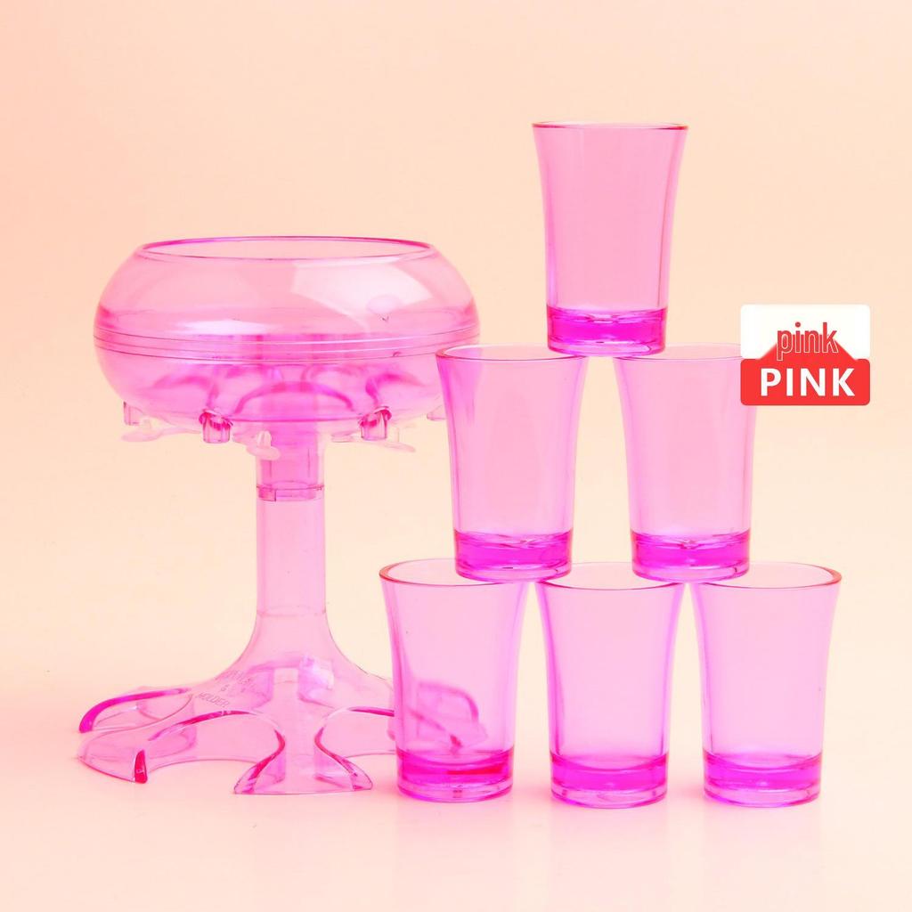 Entertainment Set: Decanter with Six Bullet-Shaped Party Wine Glasses