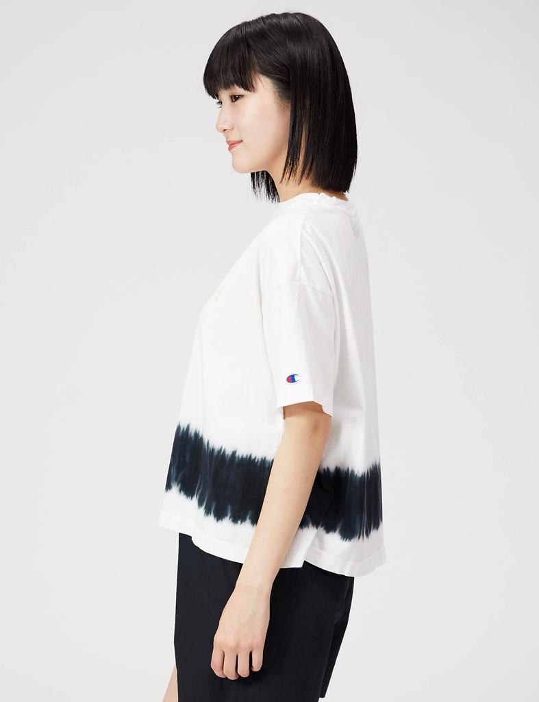 Short One Point Loose Short Sleeve L [Champion] T-Shirt, Sleeve, Logo, Tie-Dye Dyed, Fit, T-Shirt, Women's Casual, CW-V314, White,