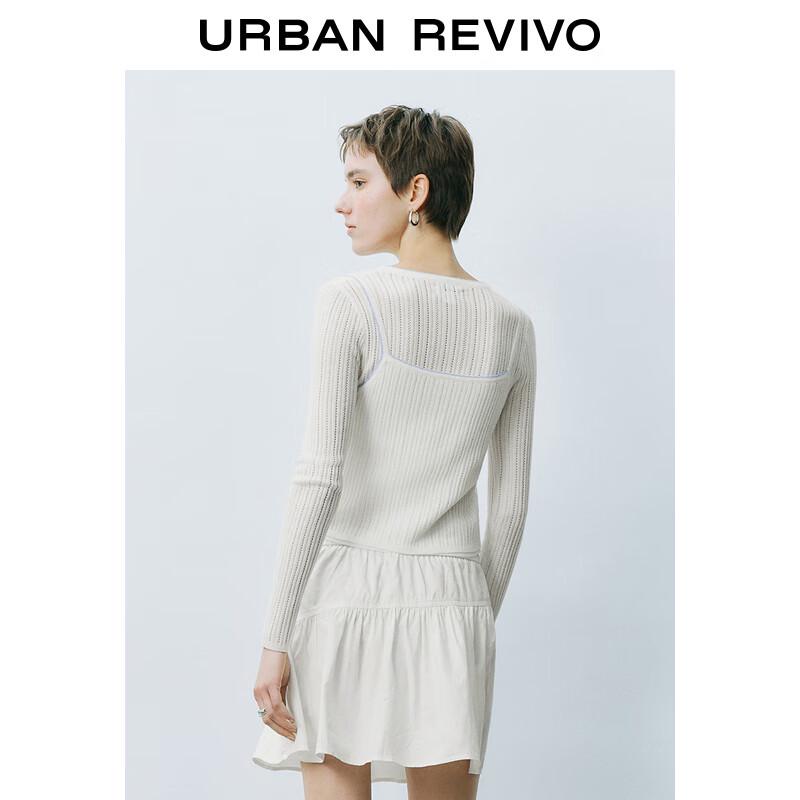 UR 2025 Весенний Женский Балетный Топ из Ажурного Трикотажа Имитация Двойки