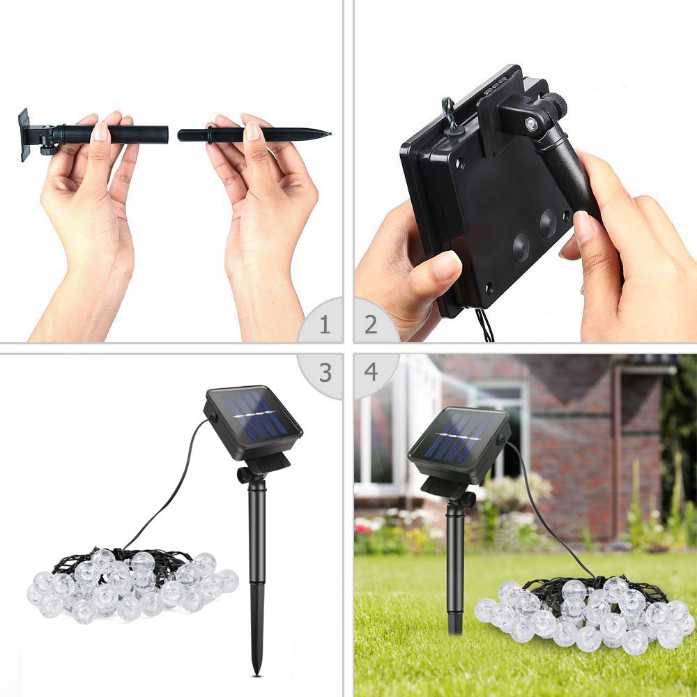 LED Outdoor Street Light Garland Fairy Solar Light String Solar Garden Powered Decoration Lamp For Path Street Lawn Outdoor Fence Lighting