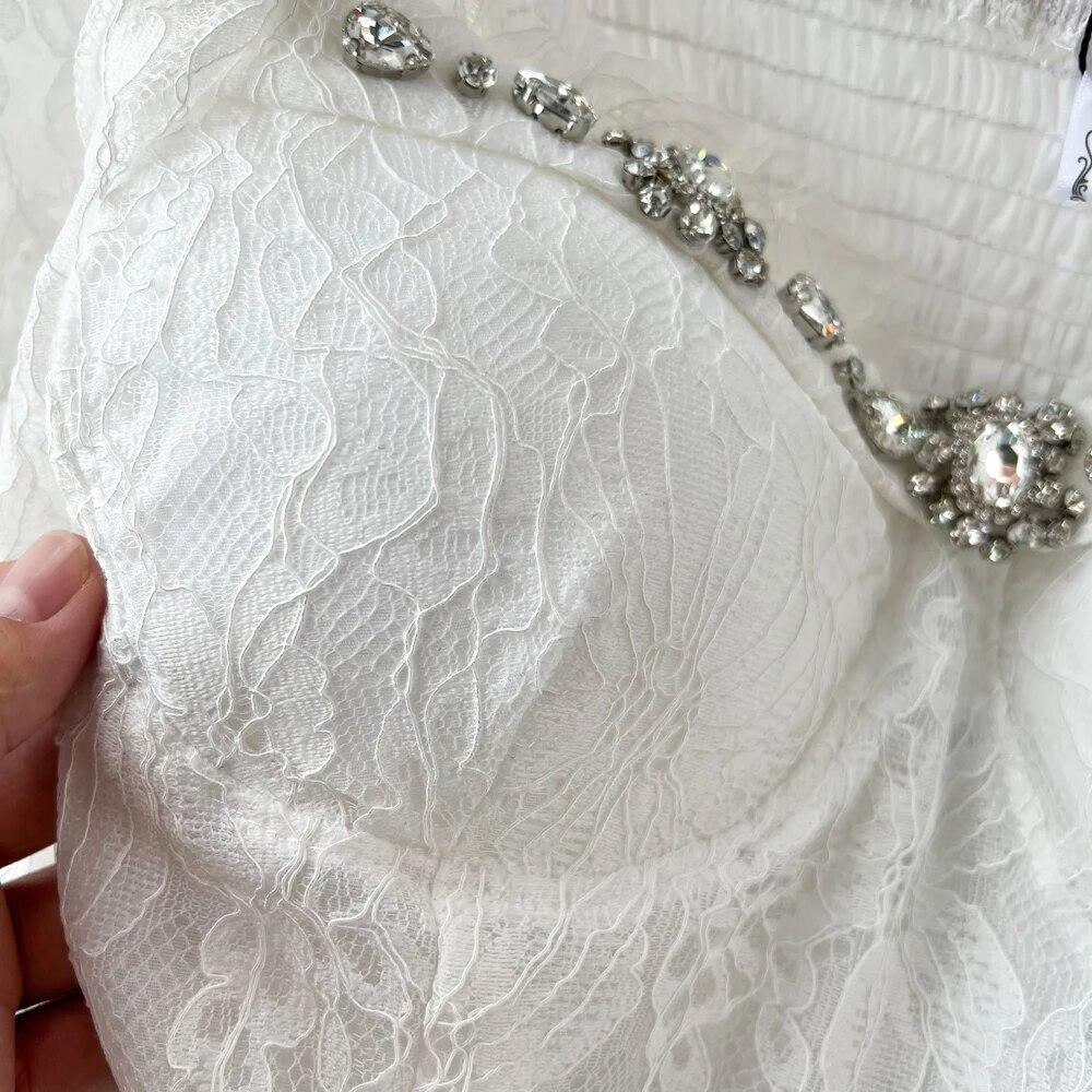 Французская шикарная блузка с бриллиантами, женская корейская мода, квадратный воротник, пышные рукава, блузки в стиле пэчворк, кружевной топ с высокой талией, дропшиппинг