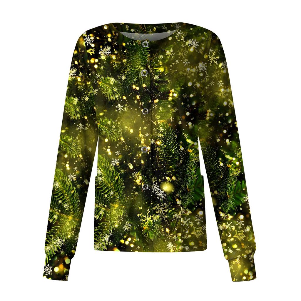 Женская повседневная модная однобортная куртка с длинным рукавом и стоячими лацканами с рождественским принтом, защитная рабочая куртка