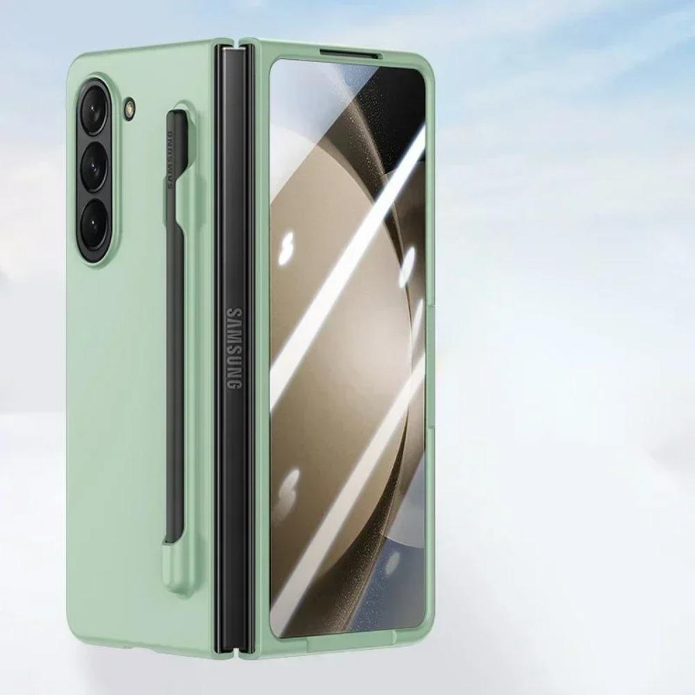 Ultra Thin Matte Solid Color with S Pen Holder Phone Case for Samsung Galaxy Z Fold 7 6 5 Slim Screen Shockproof Protect Cover