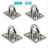 4pcs 5mm/6mm/8mm/10mm/12mm Stainless Steel Square Pad Eye Plate Hook Hanger Heavy Duty Ceiling Wall Boating Yacht Shade Sailing Marine