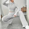 Женский модный однотонный костюм, весенний трикотажный комплект с длинным рукавом, толстовка, свободные брюки, комплект из двух предметов