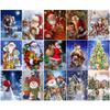 Christmas Diy Diamond Painting Full Diamond Santa Claus Round Diamond Embroidery 5D Snowman House Cross Stitch Home Decoration