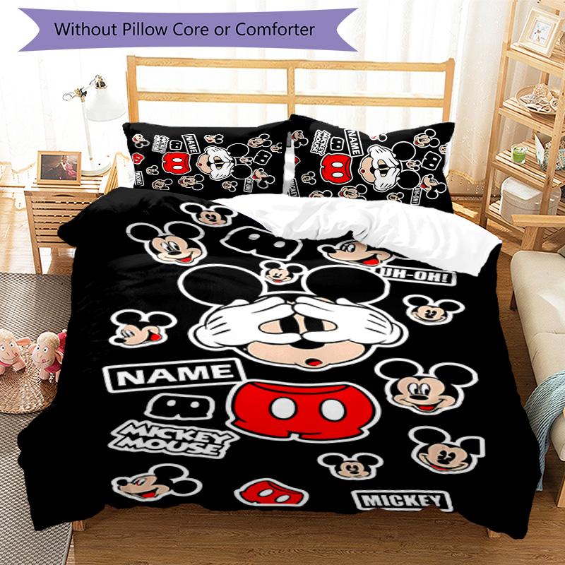 3pcs Mickey2 Cover Set - Personalized Name, HD Printed Bedding with 1 Cover and 2 Pillowcases - Perfect for Home Decor, Easy Care