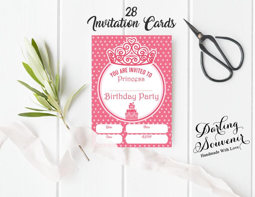 Darling Souvenir Розовый пригласительный билет на день рождения для печати Заполните или напишите пустые приглашения Праздничные атрибуты Упаковка из 28 5 x 7