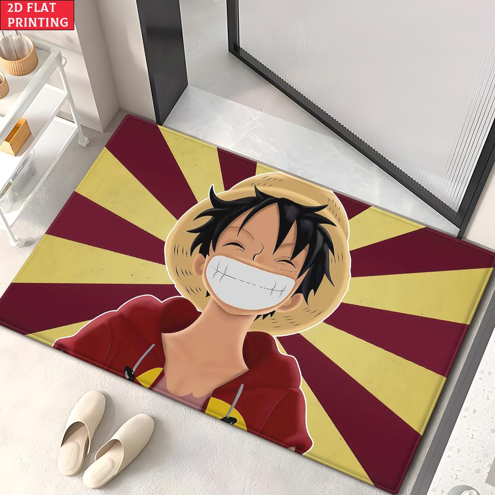 Anime Pirate Crew Treasure Doormat, Cartoon Character Non-slip Floor Mat, Decorative Entrance Rug for Home Living Room Bedroom