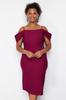 Women's Style Plus Size Purple Plain Bodycone Midi Woven Plus Size Dress