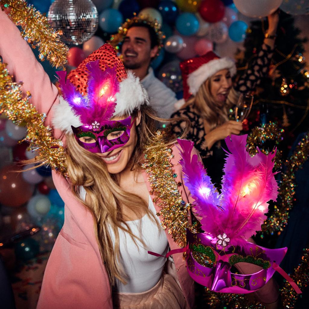 Feather Glow LED Mask Masquerade Masquerade Party Princess Feather Glow Mask Toys