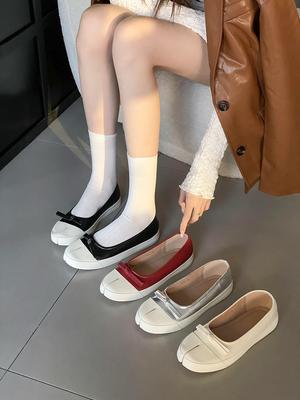 Модные женские лоферы с клипсой на пальце, дизайн с бантом, новые поступления 2024, черные, красные, серебристые, бежевые, осенне-весенние, неглубокие слипоны, на плоском каблуке, 39