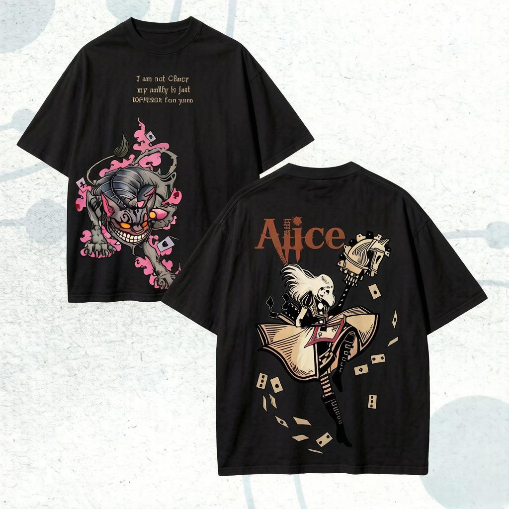 Футболка Alice Madness Returns для пар Унисекс Одежда с индивидуальностью Одежда на весь год Классическая Мягкая