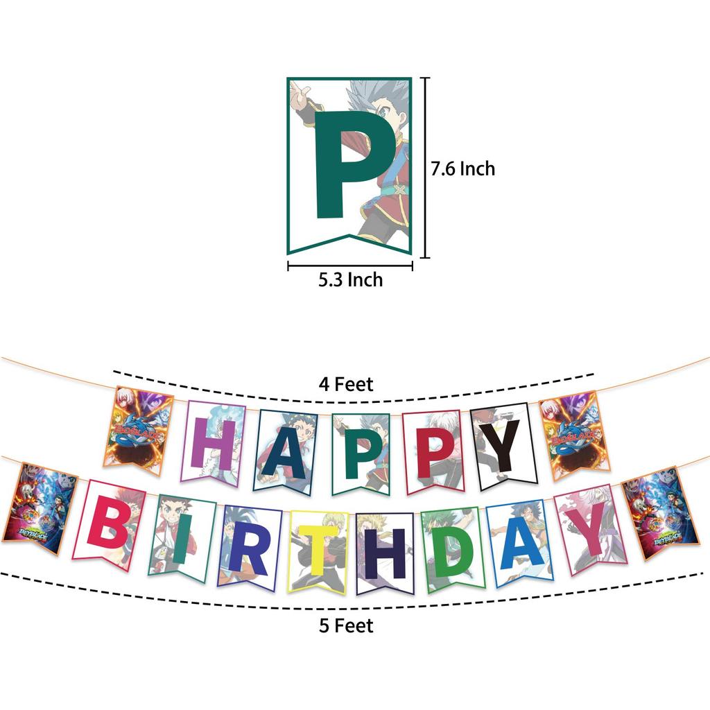 Birthday Decoration Party Set Game Anime Character Blue White Children Cute Funny Boys Girls Happy Birthday Garland Banner Balloon Balloon Cake Topper