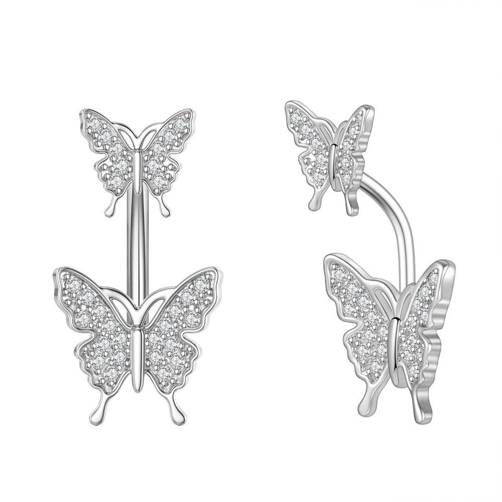 Sunflower Zircon Navel Ring Butterfly Heart Belly Button Ring Vintage Body Piercing Jewelry Girl