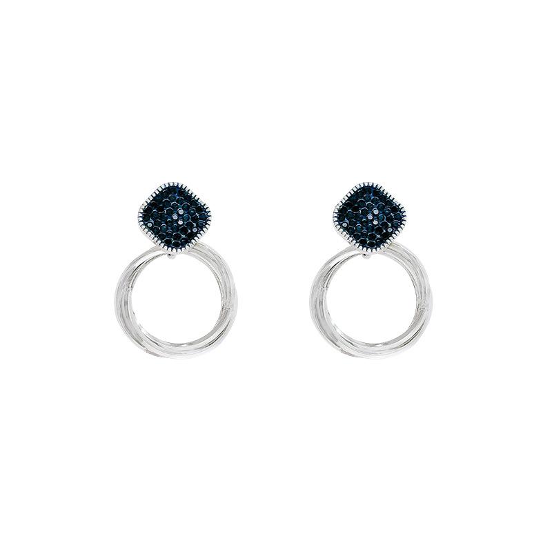 Blue sparkling diamond series cloud love earrings women's high-end temperament pearl long fringed stud earrings