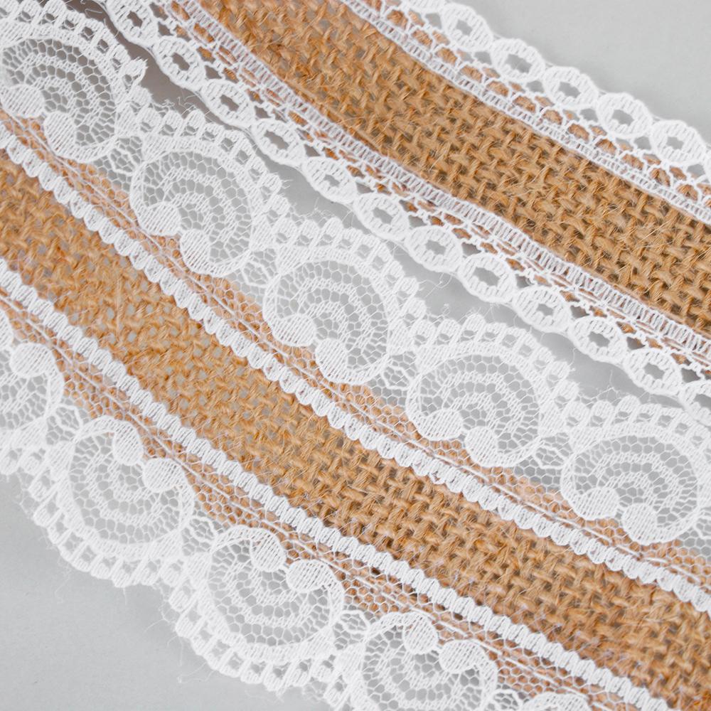 1 м/рулон Свадебный бант из атласа, джутовая мешковина, отделка из сизаля, кружевной край