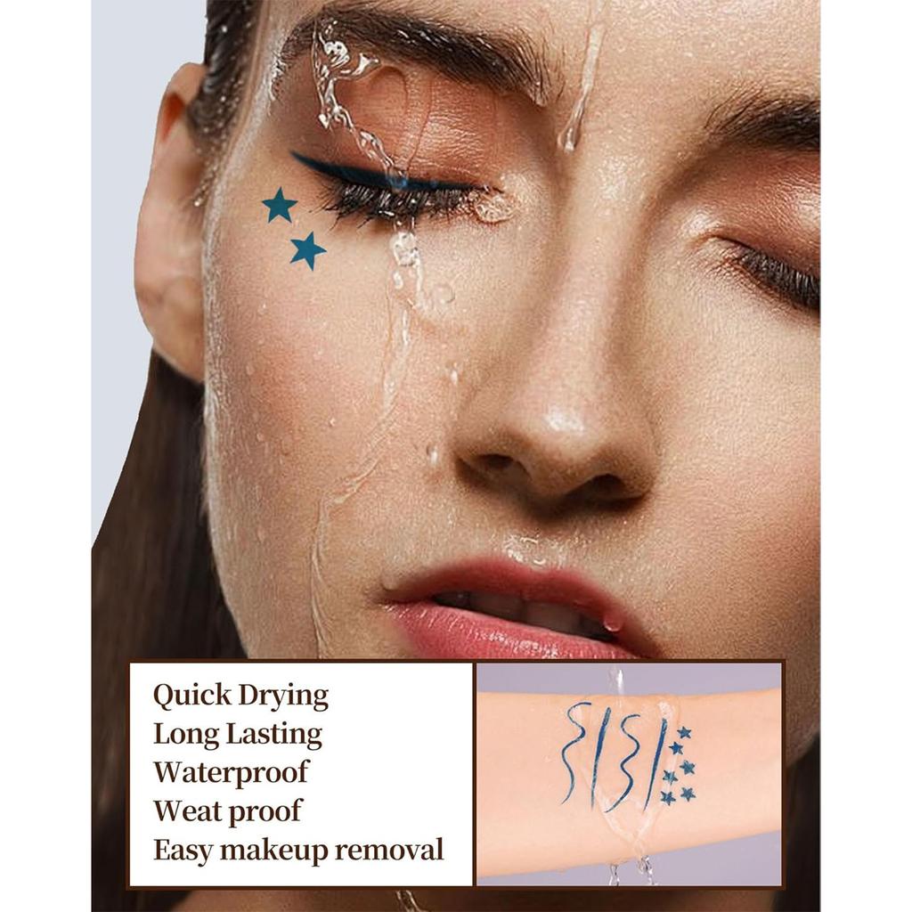 Набор из 4-х цветных ручек-штампов для подводки глаз - водостойкий, матовый. Двусторонний трафарет с крыльями для легкого макияжа век. Длительный срок службы.