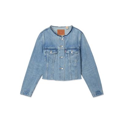 Коллекция Лето 2024 Levis Однобортная джинсовая куртка с круглым вырезом Женские куртки Светло-голубой 001C1-0000