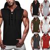 Men's Casual Solid Color Hooded Sports Fitness Casual T-shirt Sleeveless Vest