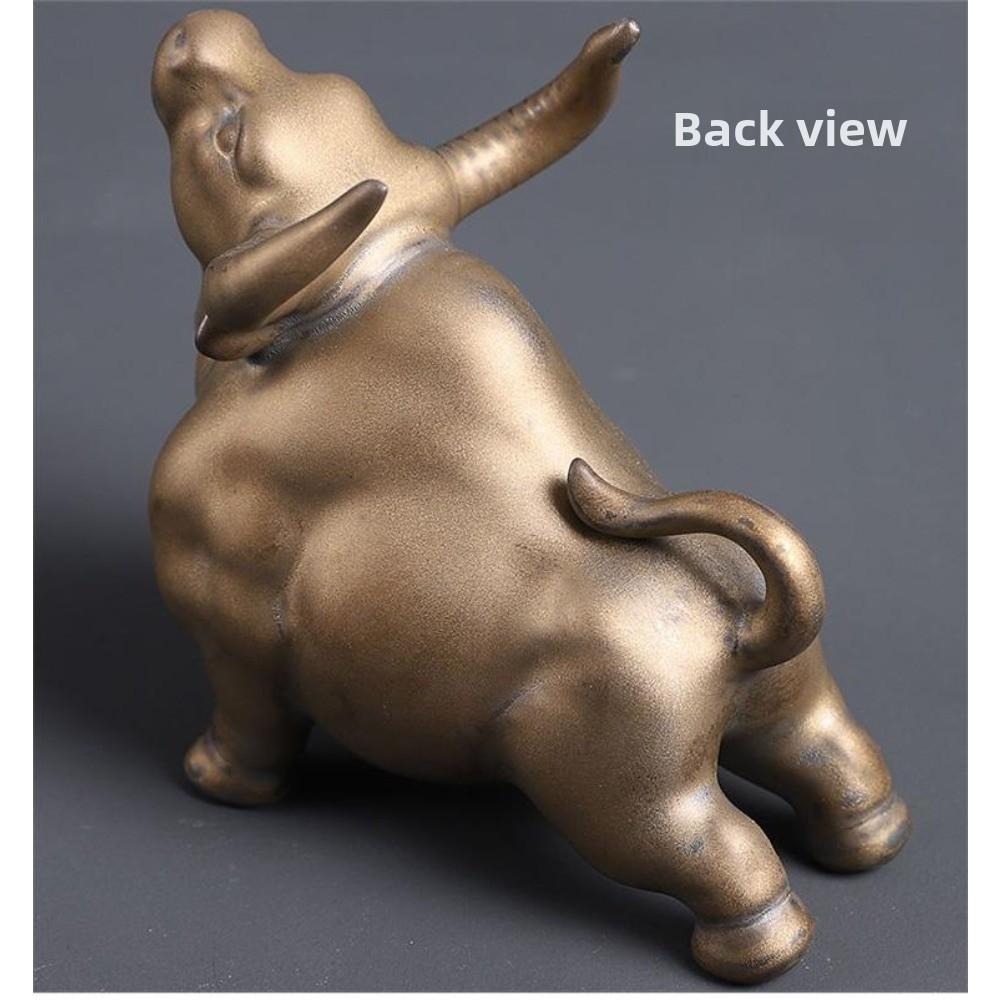 Tea Pet Year of The Ox Mascot Creative Ceramic Ornament Boutique Can Raise Red Bullish Ornament Tea Ceremony Ornament