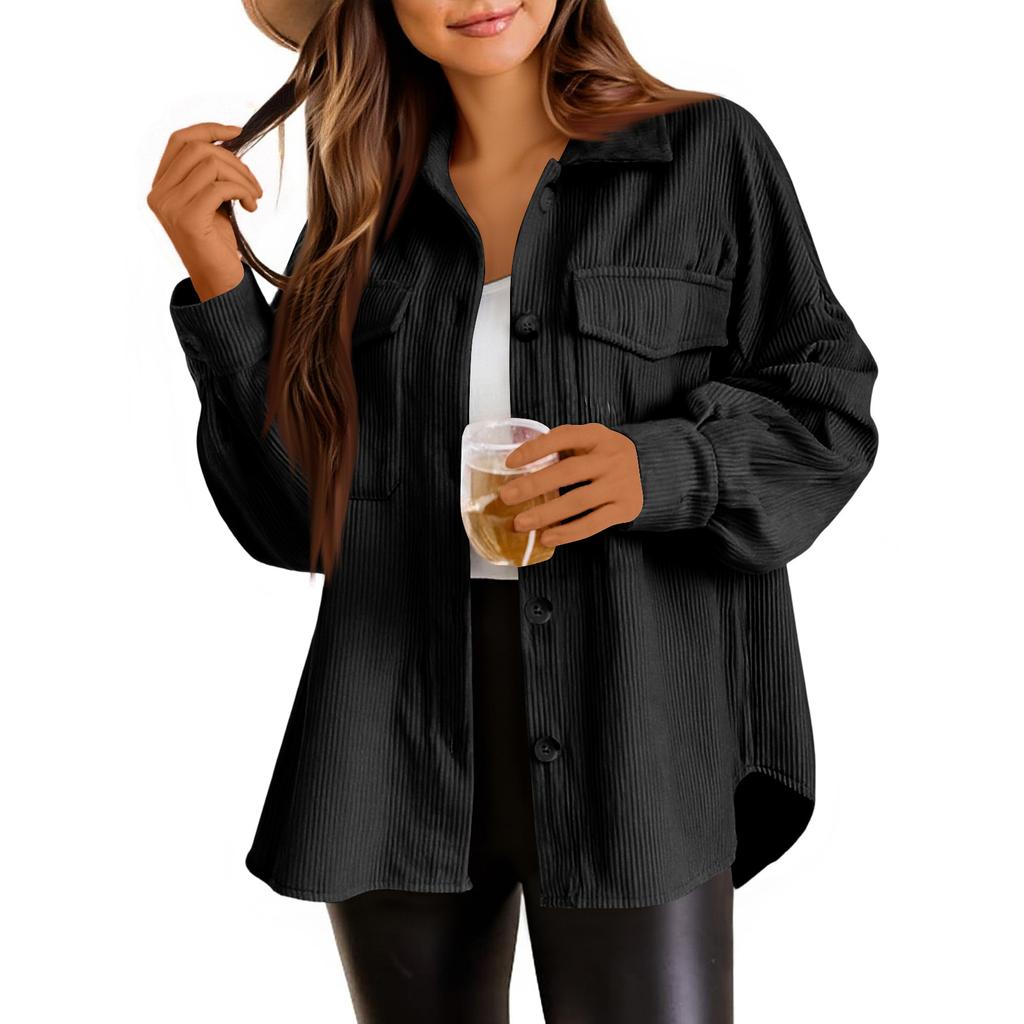 Женская рубашка однотонная куртка с длинным рукавом