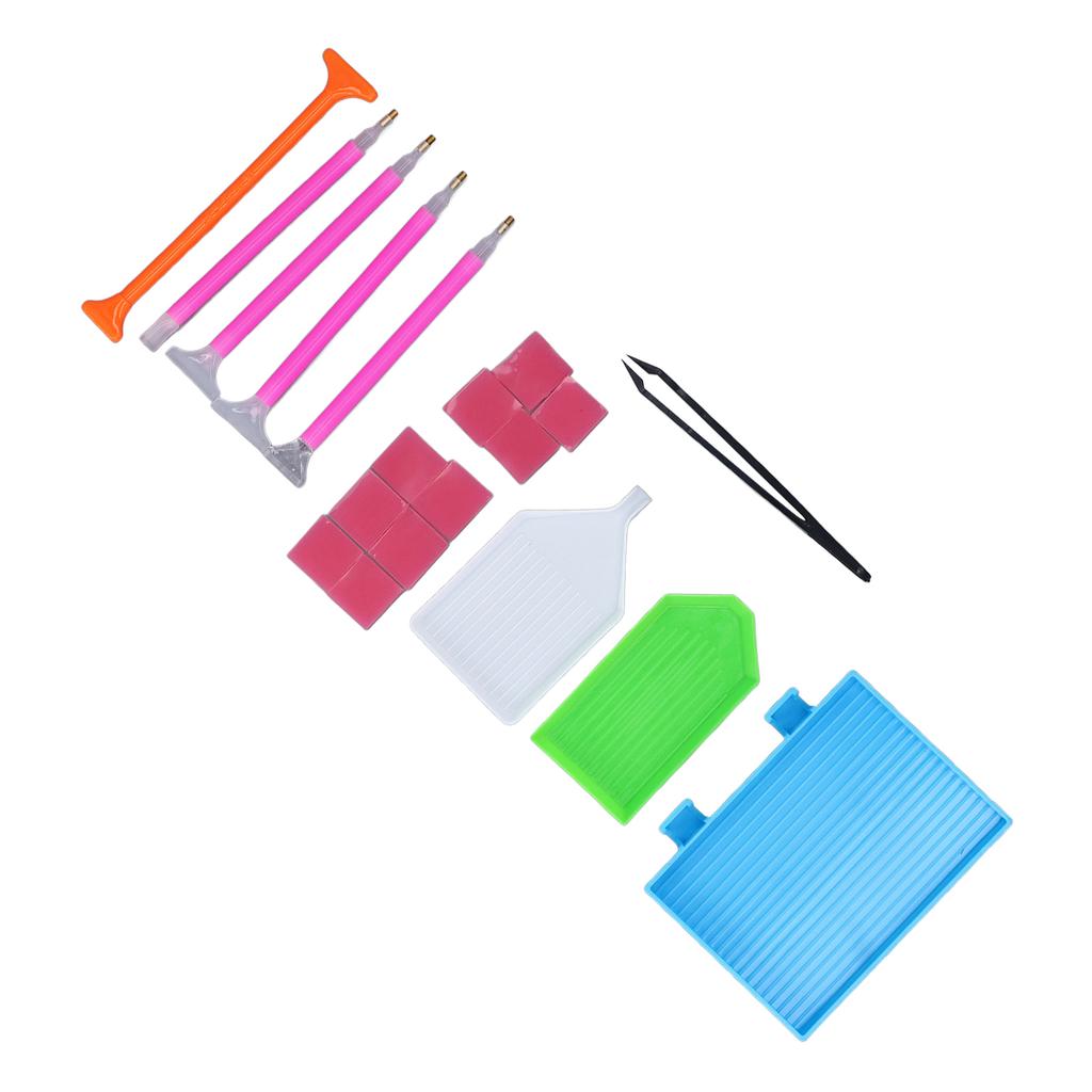 Набор из 19 предметов для рисования стразами, 5 ручек для рисования стразами, 3 лотка, 10 кусков глины, 1 пинцет для самостоятельного изготовления