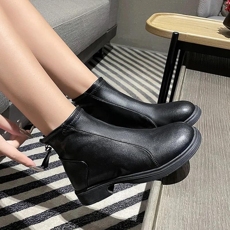 Модные классические ботинки челси женские черные ботильоны осень-зима короткие ботинки на платформе слипоны женские