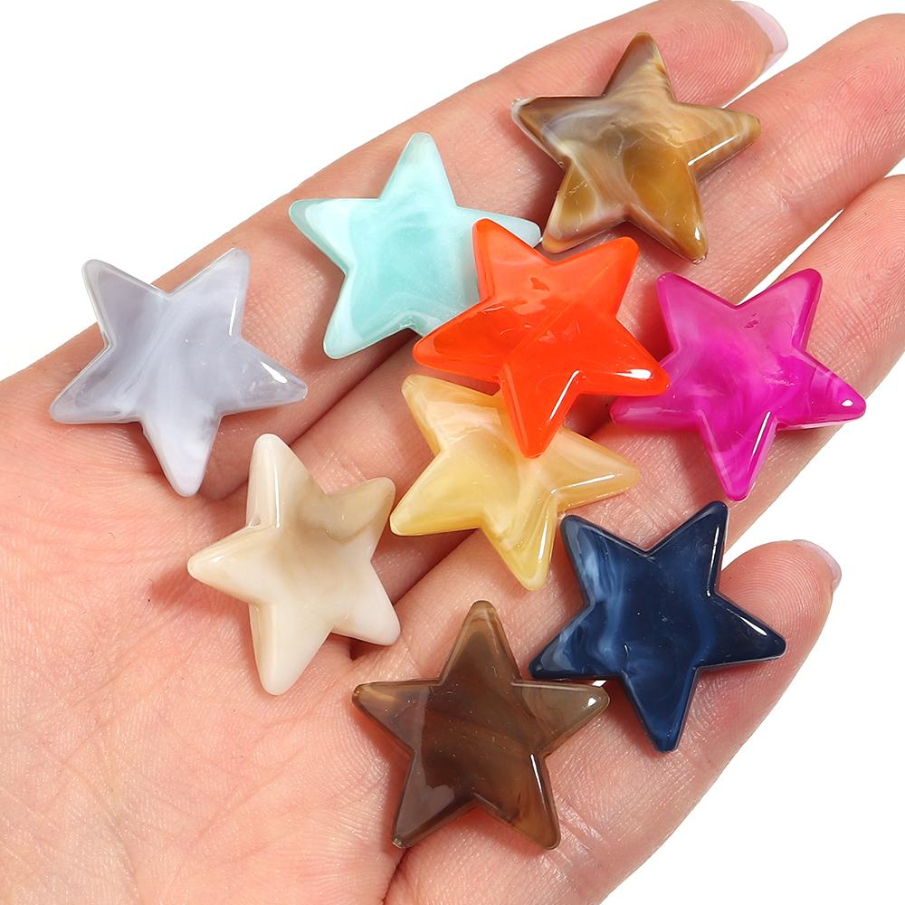 50pcs/lot 21mm Dual Color Acrylic Star Beads Loose Spacer Pentagram Beads For DIY Bracelet Phone Chain Jewelry Decor Accessories