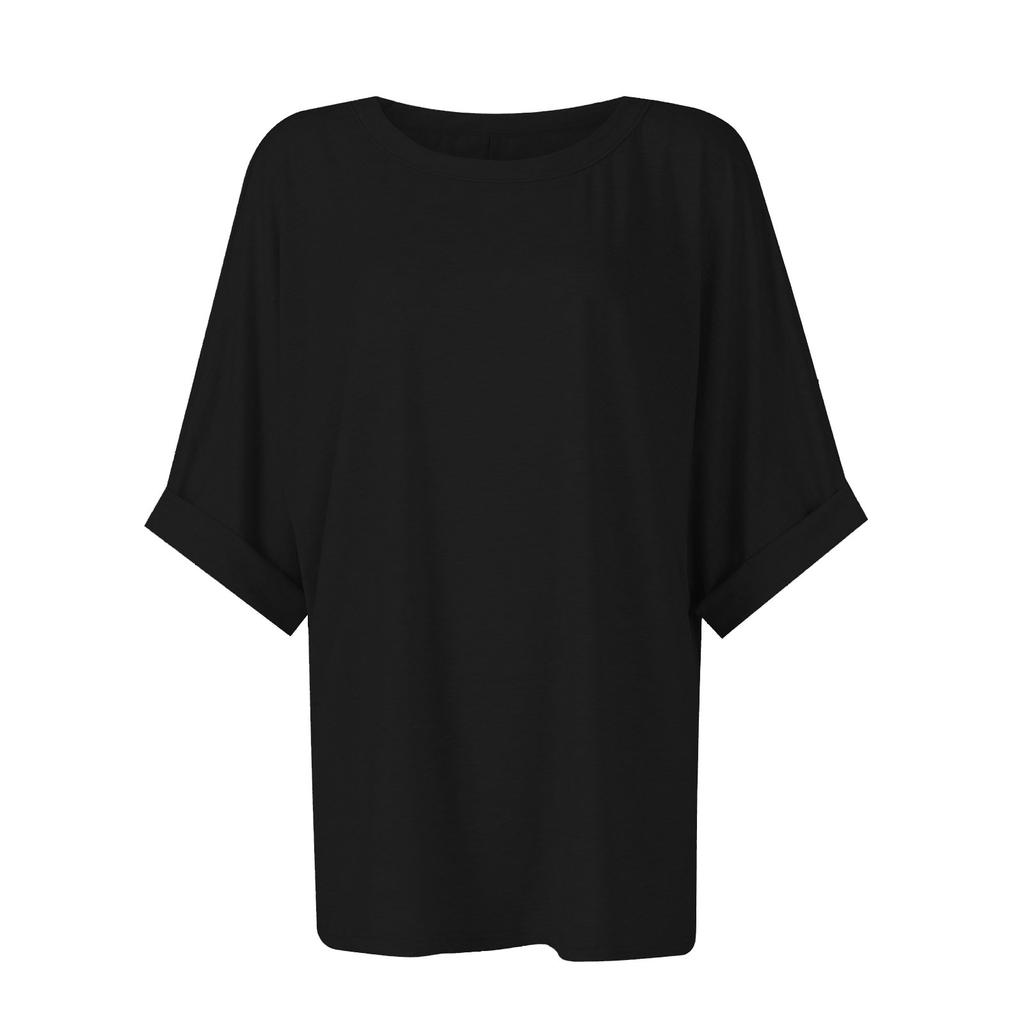 Women's Short Sleeve Dressy Solid Color Loose Top Summer Round Neck Loose Casual T-Shirt