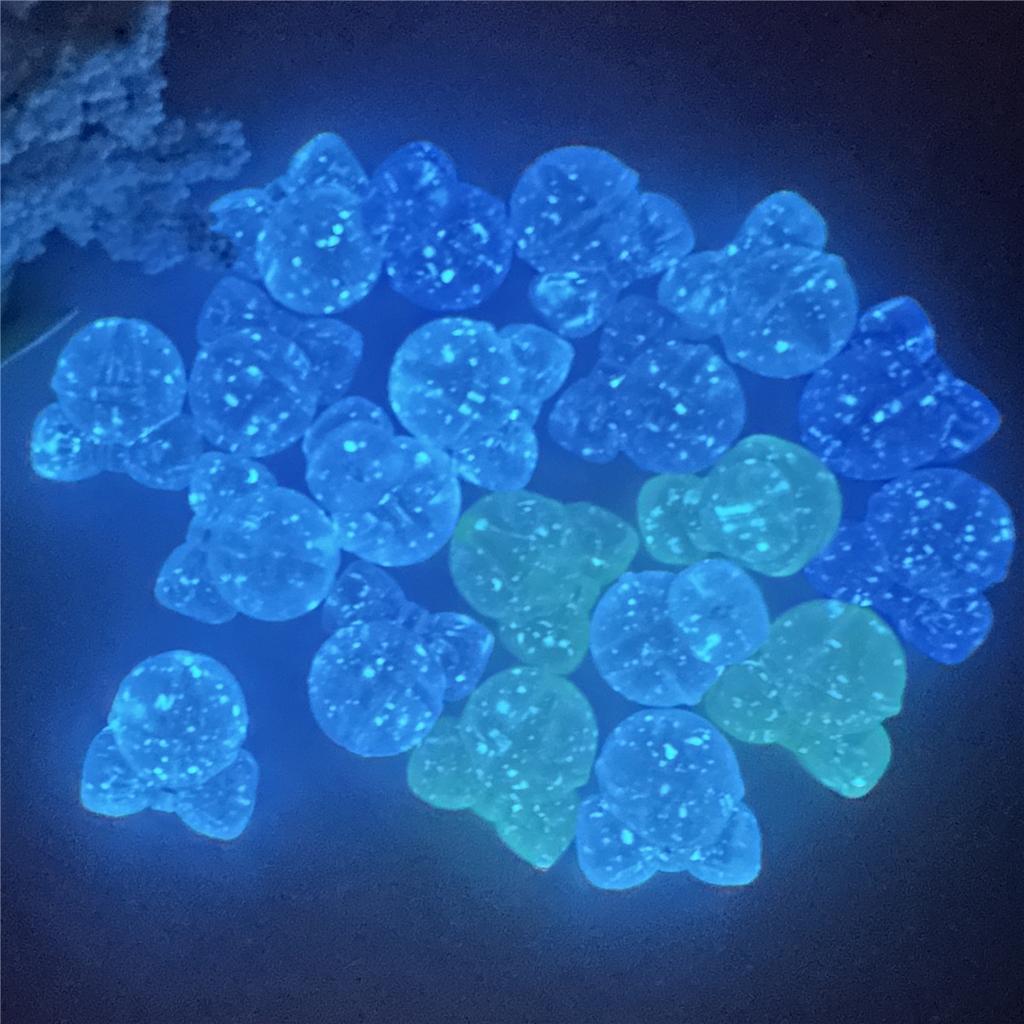 Люминесцентные подарочные бусины с отверстием, акрил 19,3 мм * 19 мм, 20 шт., голова мыши, аксессуары для бисера «сделай сам», блестящая пудра, аксессуары