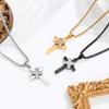 Cross-border Explosive Gold 316 Stainless Steel Link Chain Cross Necklace Chic Diamond Design Europe America Style Pendant
